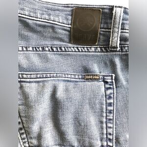 Agave Denim Mens Pragmatist Blue Jeans 35 Cotton Poly Stretch Straight